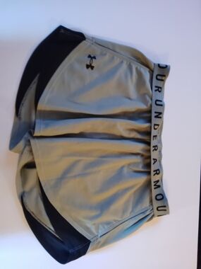 Under Armour Women's Light Gray and Black Athletic Shorts